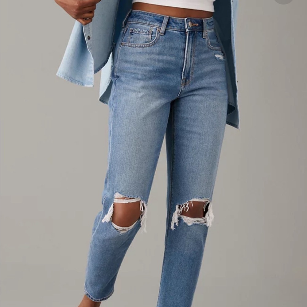 AE Ripped High Rise Mom Jeans